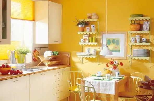 Сочетание желто белого цвета в интерьере на кухне