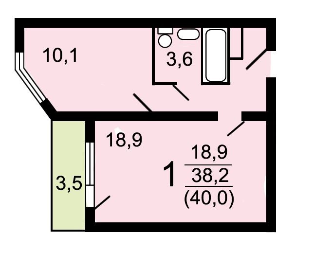 Схема однокомнатной квартиры панельного дома п 44к с полуэркером