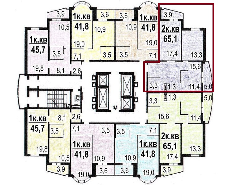 планировка квартир на этаже в доме и-155б